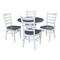 International Concepts 36 in. Solid Wood Round Top Pedestal Dining Table with 4 Emily Dining Chairs in White/Heather Gray K05-36RT-C617-4 - alternate 1
